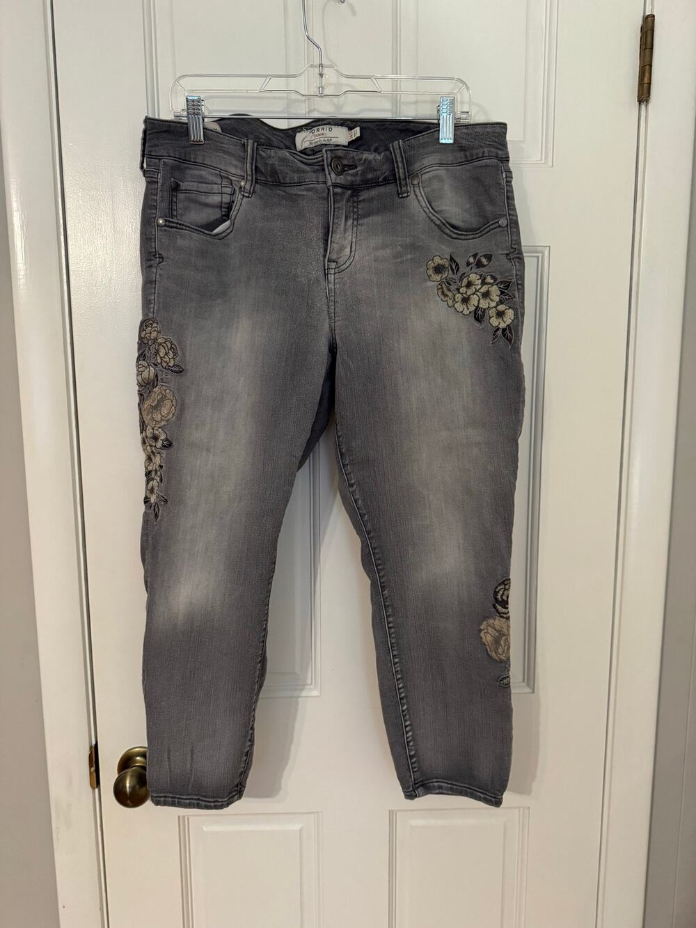 Torrid Denim Embroidered Ankle Skinny Jean